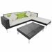 4 Piece Patio Set with Cushions Poly Rattan Black