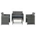 4 Piece Patio with Cushions Set Poly Rattan Gray