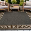 5x8 Water Resistant Indoor Outdoor Rugs for Patios Front Door Entry Entryway Deck Porch Balcony | Outside Area Rug for Patio | Gold Greek Key | Size: 5 3 x 7 3