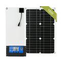 Carevas 18W Solar Panel Kit Dual USB Port Off Grid Monocrystalline Module with Solar Controller SAE Connection Cable