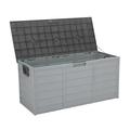 Winado 75gal Plastic Storage Deck Box Chest Tools Cushions Toys Lockable Seat Outdoor Garden Grey