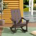 WestinTrends Ashore Patio Rocking Chair All Weather Poly Lumber Plank Adirondack Rocker Chair Modern Farmhouse Outdoor Rocking Chairs for Porch Garden Backyard and Indoor Dark Brown