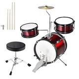 Yescom Junior Kids Drum Set with 3 Drums Bass Tom Drumsticks Cymbal Throne Stool Kit