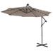 Patiojoy 10FT Patio Umbrella with 32 LED Lights Solar Powered Pool Umbrellas 8 Ribs Cantilever Offset Umbrella for Outdoor Coffee