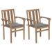 Patio Chairs 2 pcs with Gray Cushions Solid Teak Wood