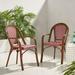 Cecil Aluminum and Wicker Outdoor French Bistro Chairs Set of 2 Red White and Brown Wood