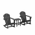 WestinTrends Malibu 3 Piece Outdoor Rocking Chair Set All Weather Poly Lumber Porch Patio Adirondack Rocking Chair Set of 2 with Side Table Gray