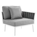 Lounge Chair White Grey Gray Aluminum Metal Fabric Modern Contemporary Outdoor Patio Balcony Cafe Bistro Garden Furniture Hotel Hospitality