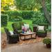 Better Homes & Gardens Ravenbrooke 4-Piece Outdoor Wicker Swivel Chair Conversation Set Green