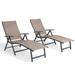 Pellebant Set of 2 Outdoor Chaise Lounge Aluminum Patio Folding Chairs Espresso
