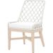 Wooden Outdoor Dining Chair with Lattice Woven Backrest White- Saltoro Sherpi