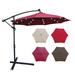 10ft Solar Patio Umbrella 24 LED Lighted Round Sun Shade Umbrellas with Crank & Cross Base Table Outdoor Patio Umbrella with 8 Heavy Duty Square Ribs for Backyard Burgundy