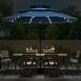 Autlaycil 10Ft 3 Tiers Market Umbrella Solar 32 LED Lighted Umbrella with 8 Ribs Patio Table Umbrella with Base/Stand Navy Blue