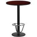 Flash Furniture 24 Round Mahogany Laminate Table Top with 18 Round Bar Height Table Base and Foot Ring