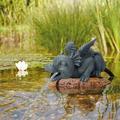 kitwin Fountain Dragon Statue Resin Spouting Water Dragon Sculpture Weather Resistant Realistic Water Spray Dragon Statue Outdoor Ornament for Garden Courtyard Pond Pool