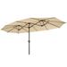 SESSLIFE 15 ft Patio Umbrella Double-Sided Outdoor Market Umbrella with Hand-Crank System Tan Rectangle Umbrella for Balcony Backyard Deck Poolside TE2700