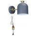 FSLiving Timing Wall Lamp Mid Century Modern Wall Sconce with 6 Feet On/Off Switch Plug-in Cord Macaroon Adjustable Lampshade for Bedroom Bathroom - 1 Light(Blue)