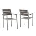 Pemberly Row Aluminum Patio Dining Armchair in Silver and Gray (Set of 2)