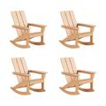 WestinTrends Ashore Patio Rocking Chairs Set of 4 All Weather Poly Lumber Plank Adirondack Rocker Chair Modern Farmhouse Outdoor Rocking Chairs for Porch Garden Backyard and Indoor Teak