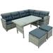 6 Pieces Patio Sofa Set Seizeen Outdoor PE Rattan Patio Furniture Set with Table Ottomans Cushions Patio Sectional Conversation Set for Garden Deck Backyard Gray