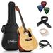 Ashthorpe Full-Size Cutaway Thinline Acoustic Electric Guitar Package Natural