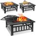 Arlopu Metal Fire Pits for Outside 32 Wood Burning Fire Pit Table Square Fire Bowl for Patio Backyard Party BBQ Bonfire