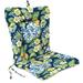 Jordan Manufacturing 38 x 21 Binessa Lapis Blue Floral Rectangular Outdoor Wrought Iron Chair Cushion with Ties and Hanger Loop