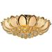 Oukaning Modern 23.5 Lotus Crystal Chandelier Bedroom 7 Lights Ceiling Lamp Flush Mount