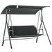 Sesslife Patio Swings with Canopy 3-Seater Outdoor Canopy Swing for Adults Black Canopy Swing Glider for Porch Garden Poolside Backyard