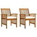 Anself 2 Piece Garden Chairs with Cream White Cushion Acacia Wood Outdoor Dining Chair for Patio Balcony Backyard Outdoor Furniture 24 x 25.2 x 35.4 Inches (W x D x H)