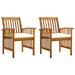 Anself 2 Piece Garden Chairs with Cream White Cushion Acacia Wood Outdoor Dining Chair for Patio Balcony Backyard Outdoor Furniture 24 x 25.2 x 35.4 Inches (W x D x H)