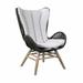 Armen Living King Wood & Fabric Outdoor Lounge Chair in Natural/Gray