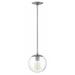 One Light Pendant in Mid-Century Modern-Scandinavian Style 9.5 inches Wide By 10.75 inches High-Polished Antique Nickel Finish-Clear Glass Color