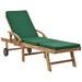 Andoer Sun Lounger with Cushion Solid Teak Wood Green