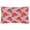 Carolines Treasures BB7513PW1216 Watercolor Red Roses and Polkadots Canvas Fabric Decorative Pillow 12H x16W