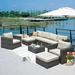 Ovios 9 Pieces Patio Outdoor Furniture Set All-Weather Patio Conversation Wicker Outdoor Sectional Sofa with Furniture Cover No Assembly Required