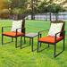 Outfitter Wicker garden furniture Sets Modern discussion Set Rattan Chair talk Sets with Yard and Bistro dining table 3 pieces