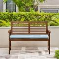 Wood Garden Bench Outdoor Patio Wood Bench Painting Wooden Bench with Backrest and Armrests for Porch Pool Garden Lawn Balcony Brown (no cushion included)