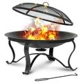 SinglyFire 30inch Fire Pits for Outside Firepit Outdoor Fire Pit Wood Burning Portable Firepit Bonfire Pit Steel Round Outdoor Fireplace for Deck Camp Patio with Ash Plate Spark Screen Log Grate Poker