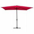 6.5 x 10 Ft. Aluminum Patio Market Umbrella Tilt with Crank - Red Fabric & Black Pole