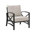 Crosley Furniture Kaplan Metal Patio Arm Chair in Oil Bronze and Oatmeal