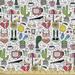 Cartoon Sofa Upholstery Fabric by the Yard Chaotic Composition of Various Objects Fruit Cactus Bunny TV Glasses Egg Umbrella Decorative Fabric for DIY and Home Accents Multicolor by Ambesonne