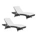 Home Square 2 Piece Adjustable Patio Chaise Lounge Set in White