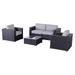 Living Source International 5-Piece Wicker Sofa Seating Group w/ Cushion in Gray