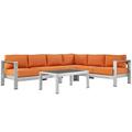 Modern Contemporary Urban Design Outdoor Patio Balcony Five PCS Sectional Sofa Set Orange Aluminum