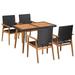 walmeck 5 Piece Patio Dining Set Poly Rattan Black and Brown