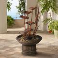 John Timberland Water Lilies and Cat Tails Rustic Cascading Outdoor Floor Water Fountain 33 for Yard Garden Patio Home Deck Porch House Exterior Roof