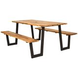 Costway Patented Picnic Table with 2 Benches 70 Dining Table Set with Seats and Umbrella Hole