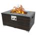 TheirNear Rectangular Propane Fire Pit Table with Ceramic Top Brown Gas Fire Pit 15 Height