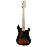 Kepooman ST Stylish Solid Body Full Size Electric Guitar Kit Beginner Starter with Black Pickguard Golden